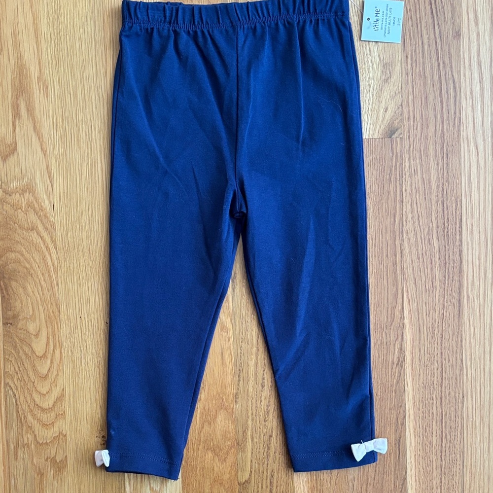 18M NWT Little Me Navy Blue and Pink Bow Pants